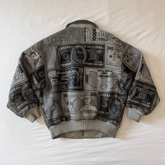 Al Wissam Genuine Leather Jacket Money Pattern - Picture 8 of 8